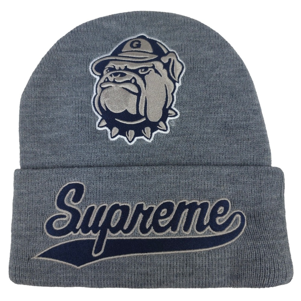 Supreme Georgetown Hoyas Mitchell & Ness NCAA Cuff Knit Hat Beanie Cap Gray New